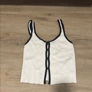 Abercrombie & Fitch White Tank Top with Black Edges